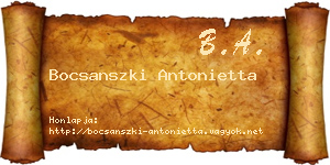 Bocsanszki Antonietta névjegykártya